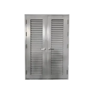 Modern Waterproof Swing Painted Hollow Steel Security Door with Louver for Hotel