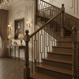 Modern Wrought Iron Baluster Stair Railing Single Rectangle Design Satin Black Finish 5 Year Warranty for Flooring Customizable