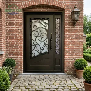 Modern Wrought Iron Entry Door Decorative Metal Door for Luxury Residential Villa