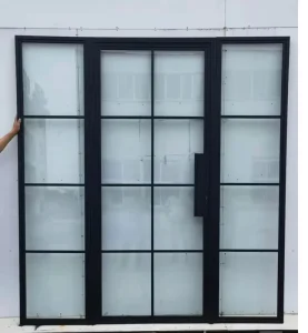 Modern Wrought Iron Window Balcony Steel Iron Front Door Iron and Glass
