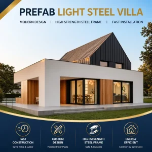 Modular Villa Prefabricated Light Steel House with Custom Design and Energy Efficient Structure for Residential Projects
