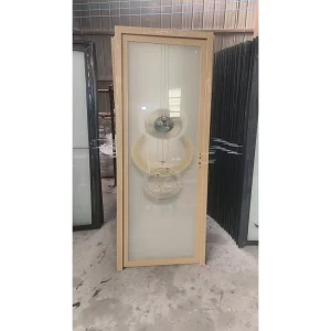 Moisture Proof Minimalist Double Deer Circular Privacy Art Glass Simple Metal Handle Bathroom Door