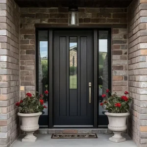 NFRC Exterior Entry Front Door with Glass Residential Security Aluminium Main Door Designs with Smart Lock Double Door