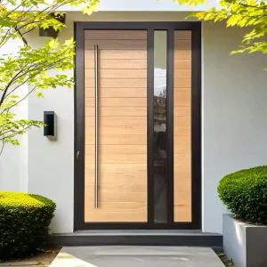 New Style Modern Exterior Single Metal Main Exterior Wood Grain Steel Front Entrance Security Door For House