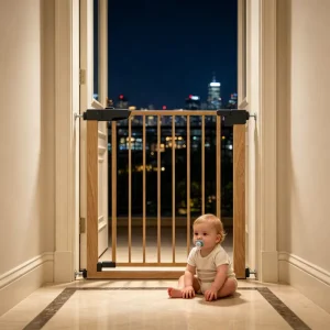 No Drill Retractable Kids Infant Toddler Pet Protective Door Barriers Stairs Baby Safety Gates With Color Indication