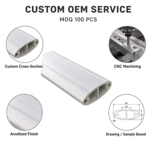 OEM Factory Custom Aluminum Extrusion Profiles Anodized Powder Coated Precision Machined Industrial Equipment Parts