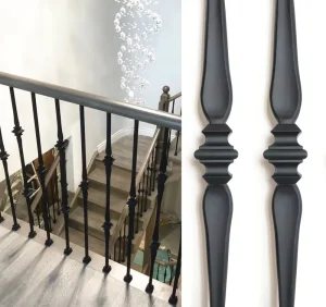 OUYA Modern Steel Matt Black Indoor Hollow Tube Decorative Spoon Balusters Powder Coated 44″ Length