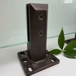 Oil Rubbed Bronze Glass Spigot Square Floor Mount Glass Railing Clamp Duplex Stainless Steel Balustrade Fence Hardware