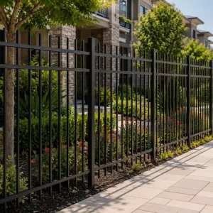 Ornamental Security Steel Fence Panels, Spear Top, Black, Commercial and Residential