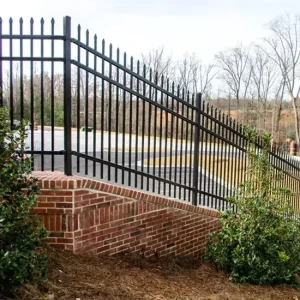 Outdoor 6 ft Wrought Iron-Style Tubular Steel Fence and Gate, Black Coated