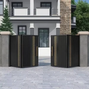 Outdoor Aluminum Folding Electric Automatic Courtyard Gate, Powder Coated