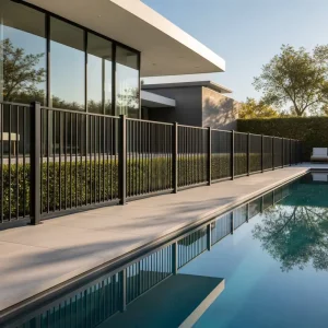 Outdoor Aluminum Pool Guard Fence System With Vertical Pickets for Residential Villa and Hotel Projects