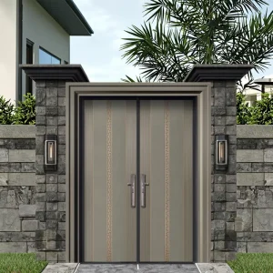 Outdoor Carved Cast Aluminum Waterproof Villa Door with Postmodern Design for Entry Bedroom Courtyard Warehouse
