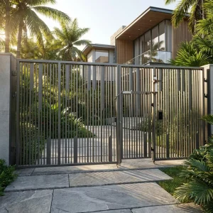 Outdoor Galvanized Steel Gates 1.8m Metal Frame Pressure Treated Wood Rustproof