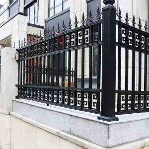 Outdoor Garden Wrought Iron Fence Panels, Galvanized Steel, Plastic Wood, Pool Security