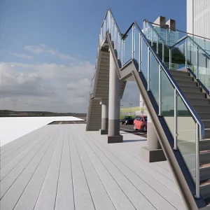 Outdoor Metal Stair Handrail Easy Install Glass Railing Post Balustrade Perforated Glass Guardrail Stair Balustrade