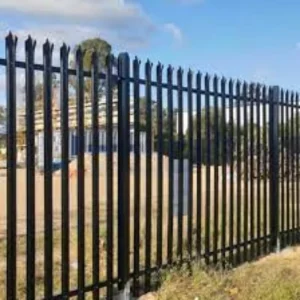 Outdoor Security Fence Wrought Iron 7ft Horizontal Palisade Steel Tubular Top-rod Square Tube Design Metal Frame Residential