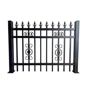 Outdoor Security Forged Iron Tubular Fence Panel Steel Driveway Gate