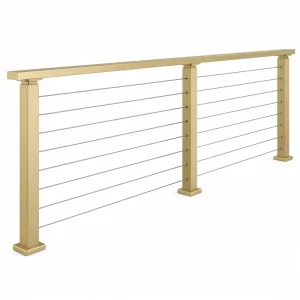 Outdoor Stair Handrail Cable Railing System With Satin Black Cables