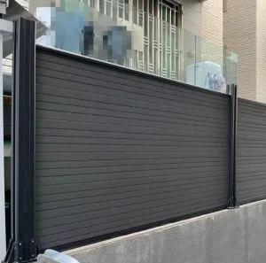 Outdoor Wood-Plastic Composite Garden Fence Panels with Privacy Slats and Gate