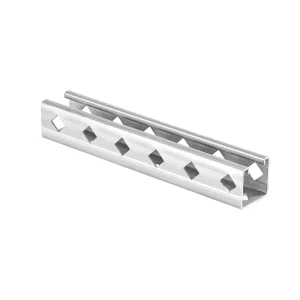 P1000T 1-5/8 X 1-5/8 Inch 41X41X2.5mm Gray Powder Coated Slotted Strut Channel with Ribs and Serrations