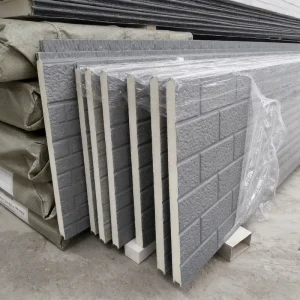 Industrial Exterior Wall Metal Panels, Outdoor PU-Core Steel Embossed Sandwich Wall Panels