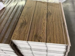 Custom Wood-Color Steel PU Sandwich Panel Thermal-Insulated Metal Wall Panel for Waterproof Industrial Applications