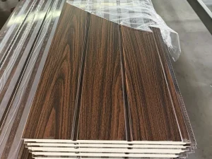 Hot-Selling Colored Stone Metal-Embossed PU Sandwich Panel Wall Material, Designed for Designers