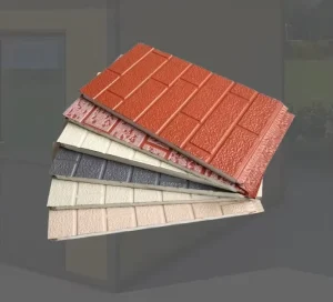 Industrial Outdoor Steel Embossed Metal Wall Panel, PU-Core Sandwich Wall Panel, Weather-Resistant Exterior Metal Panel