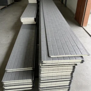 Industrial Exterior PU-Core Embossed Steel Wall Panels, Outdoor Sandwich Wall Panel Metal Siding