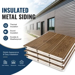 PU Foam Metal-Carved Sandwich Panel Waterproof Thermal-Insulated Exterior Wall Panel for Modular Houses