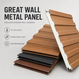 Insulated Sandwich Panel for Cold Storage Construction, Metal Embossed Decorative Panel, PU Core Material