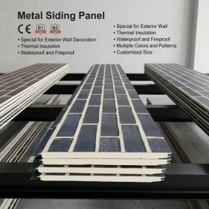 PU Metal Stone Wall Fire Resistant Eco Friendly Polyurethane Foam Core Insulated Exterior Decorative for Modern Buildings