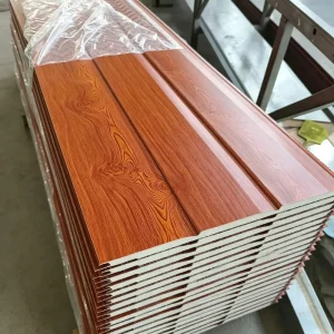 Decorative PU Polyurethane Sandwich Panel, 16–20 mm Insulated Metal Embossed Exterior Wall Panel for Building Exteriors