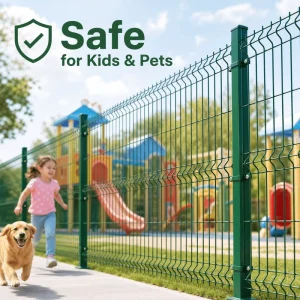 Playground Industrial Galvanized Heavy Duty Anti-Corrosion Customized Size High Security PVC Coated Double Wave Metal Fence