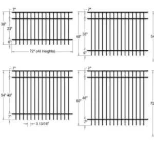 Powder Coated Aluminum Square Tube Flat Top Black Fence Designs Wrought Aluminum Fence Metal Ornamental Fence