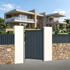 Powder Coated Black Aluminum Alloy Automatic Swing Gate Customized Size Villa