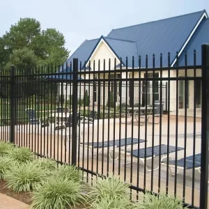 Powder Coated Black Wrought Iron Garden Fence Gate Easy Assembly 50mm Decorative Rail Fence for House Privacy