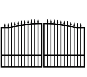 Powder Coated Metal Spear Fence Panel Sliding Gate Flat Picket Fencing for Garden Yard Security