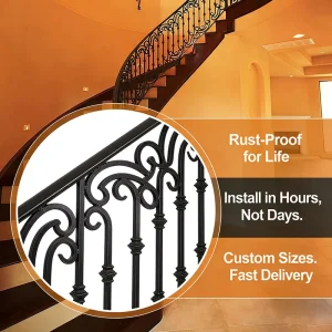 Powder Coated Stainless Steel Aluminum Alloy Stair Railing Rust Resistant Outdoor Balcony Protection Contemporary Design Good