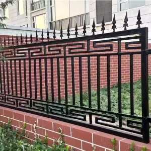 Prefabricated Weathered Low Wall Steel Railing Panel Fence Spear Top