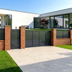 Premium Aluminum Slat Fence Kit 6ft 8ft Eco Friendly Privacy Outdoor Fence Panel 3D Modeling Easy DIY Install Free Sample Houses