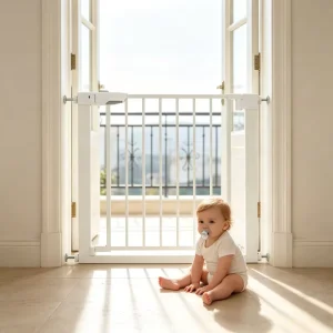 Premium Metal Retractable Stairs Safety Gate for Kids and Pets