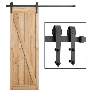Premium Metal Single Industrial Sliding Arrowhead Sliding Barn Door Hardware Kit Steel Hanging Rail