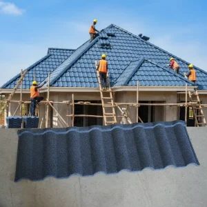 Premium Modern Stone Coated Metal Roofing Shingles Heat Resistant Waterproof Roof Sheets for Hotels Parks Workshops Long