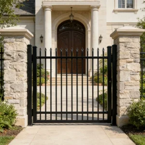 Pressed Top Steel Fence Panels ISO9001 Customizable Sizes Colors Outdoor Security