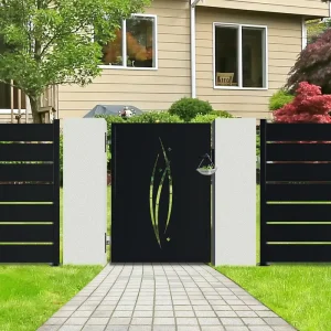 Privacy Metal Gate Door Laser-Cut Perforated Panel Screen Garden Steel Iron Gates