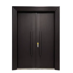 Professional Double Door Architectural Front Door Ribbed Metal Entrance Door for Upscale Luxury High End Mansion Home