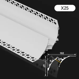 Recessed Plaster in LED Aluminum Alloy Profile Wall Washer X25 Extrusion Housing Diffuser High CRI 90 Home Commercial Linear