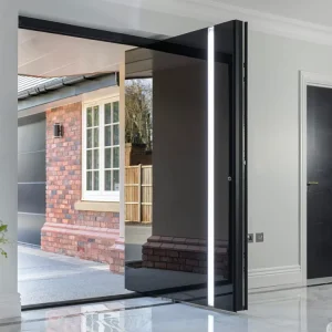 Reflective Aluminum Sandwich Panel Swing Style Armored Entrance Main Pivot Door with Security Metal